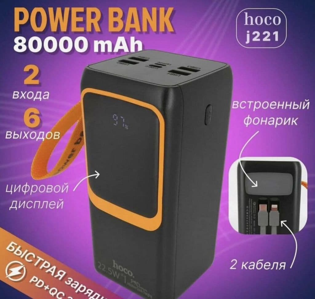 Повербанк HOCO Быстрая зарядка 🔥🔥 на 80000 mah❗️
